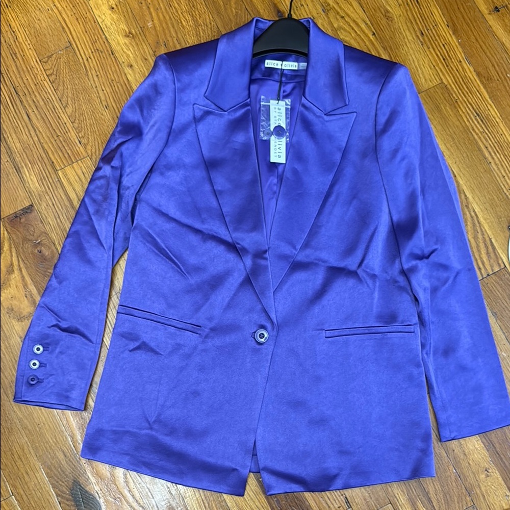 Alice + Olivia Purple Lightweight Jacket with Glossy Sheen - Picture 4 of 10